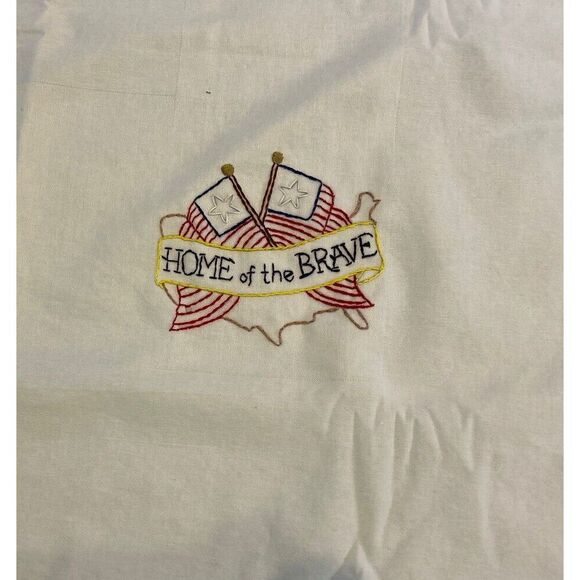 Handmade Cross Stitched Table Cloth 60x63 America Theme Support Our Groups USA - Picture 4 of 5